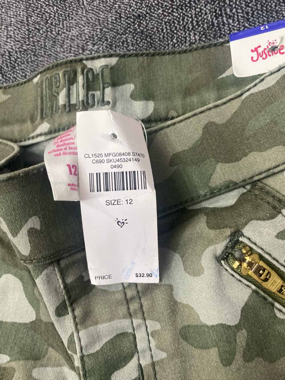NWT Justice Girls Camo Cargo Jeggings – Size 12 - Picture 8 of 8